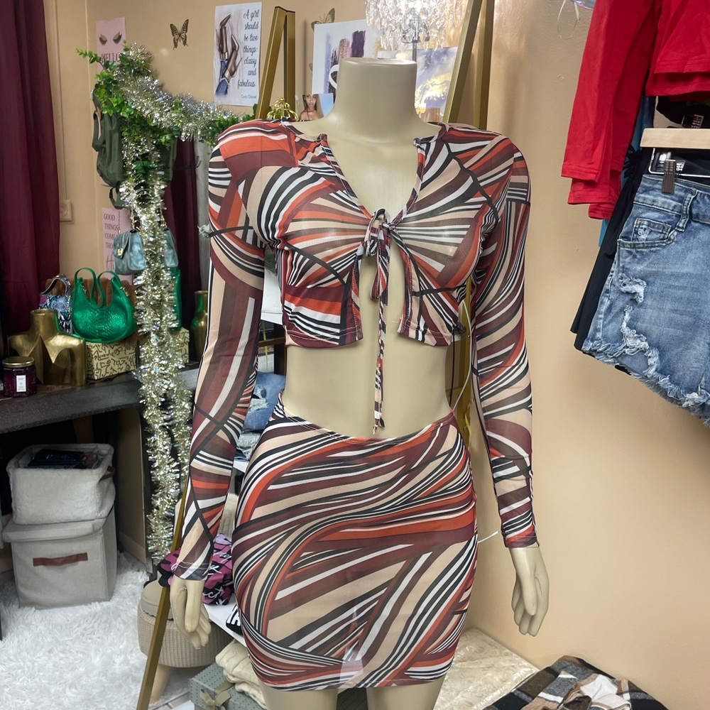 Multicolor Striped Two-Piece Set